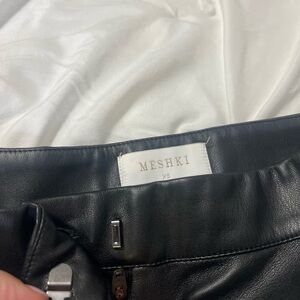 Meshki Black Leather Side Cut Out Pants